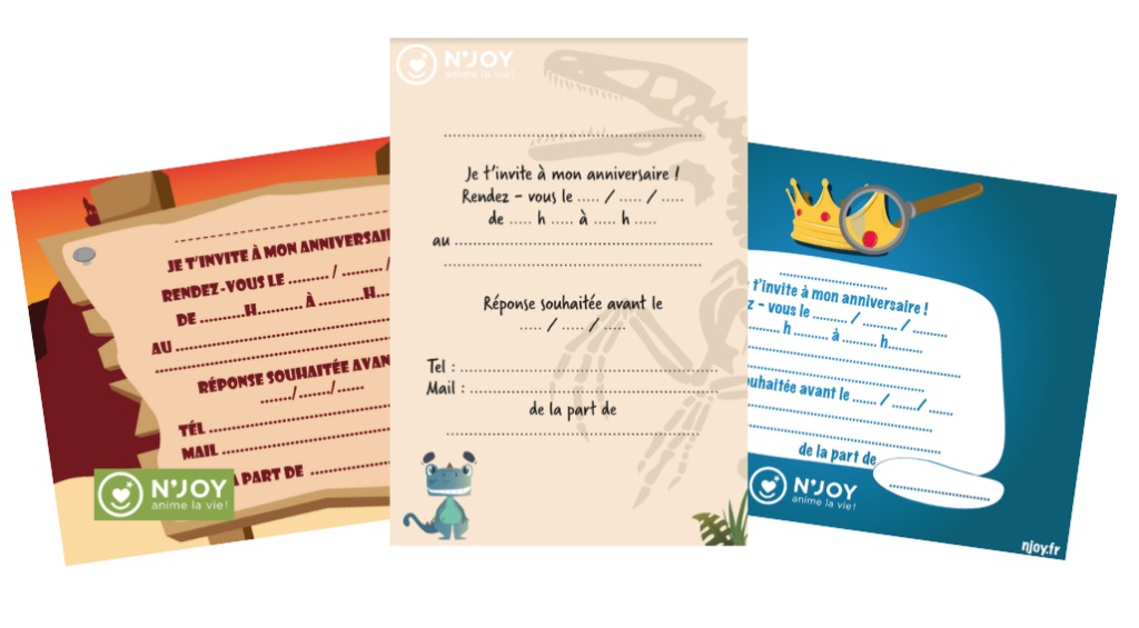 Invitations N'JOY pour anniversaires enfants